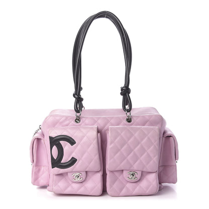 Chanel Calfskin Quilted Large Cambon Multipocket Reporter Pink Black 1 of 16