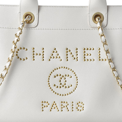 Chanel Caviar Small Studded Deauville Tote Ivory 8 of 12