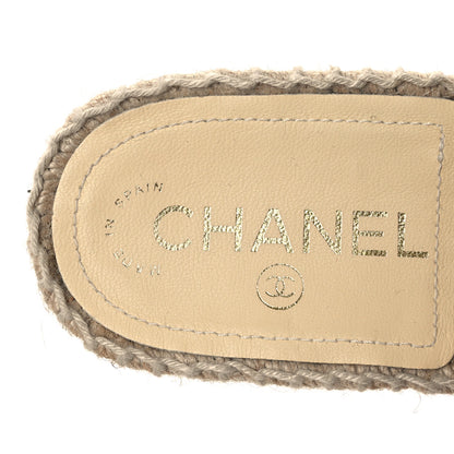 Chanel Lambskin Quilted CC Espadrille Slip On Sandals 36 Ivory 9 of 10