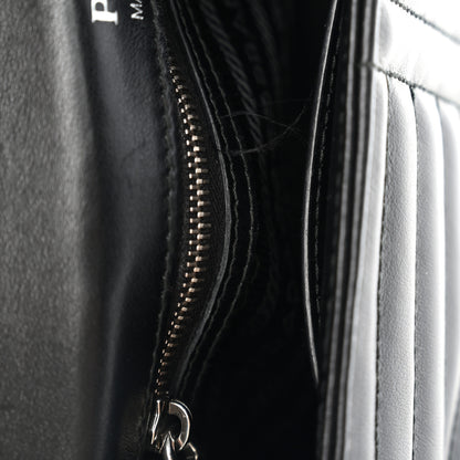 Prada Soft Calfskin Impunture Diagramme Medium Chain Flap Shoulder Bag Black 6 of 12
