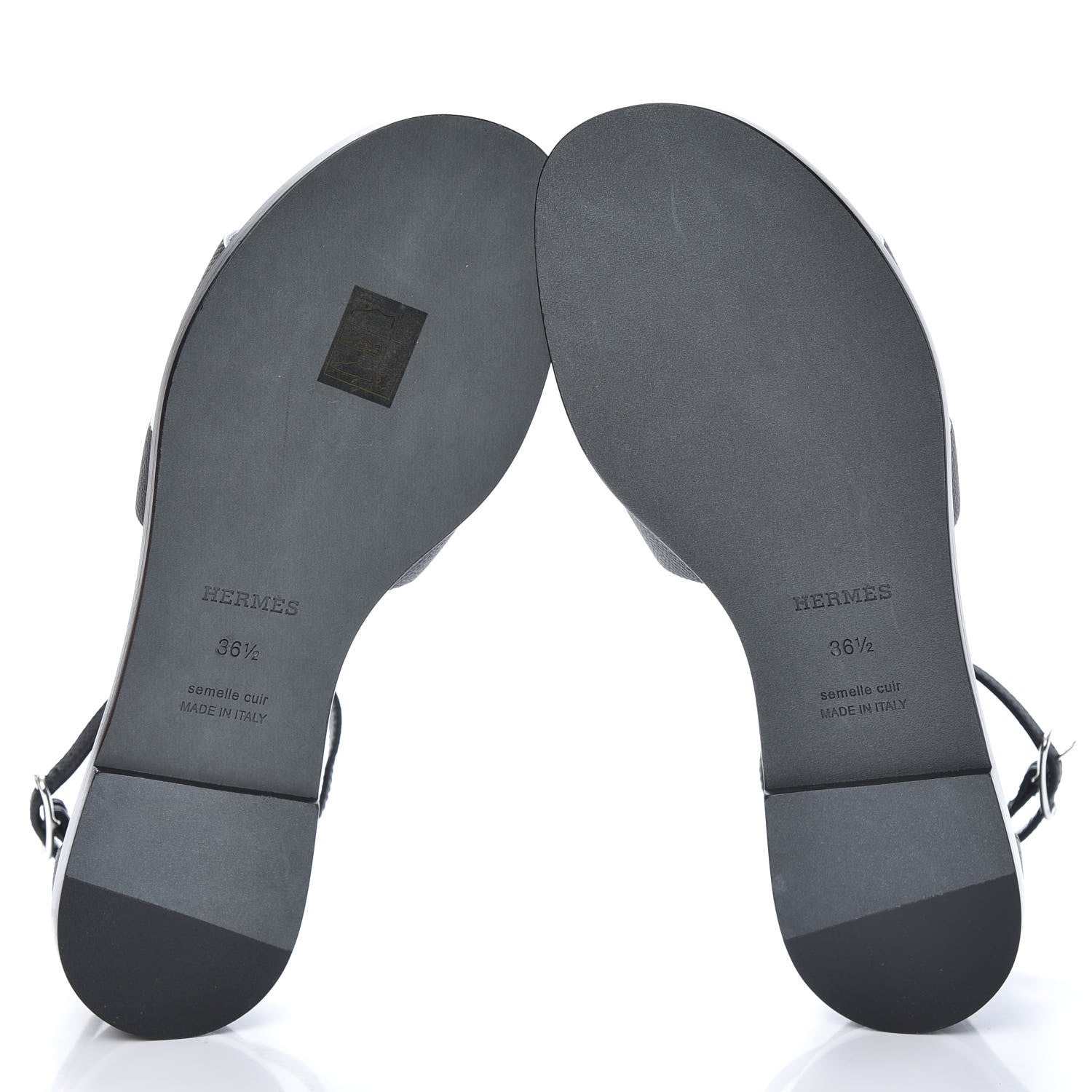 Hermes Epsom Santorini Sandals 36.5 Black 5 of 8