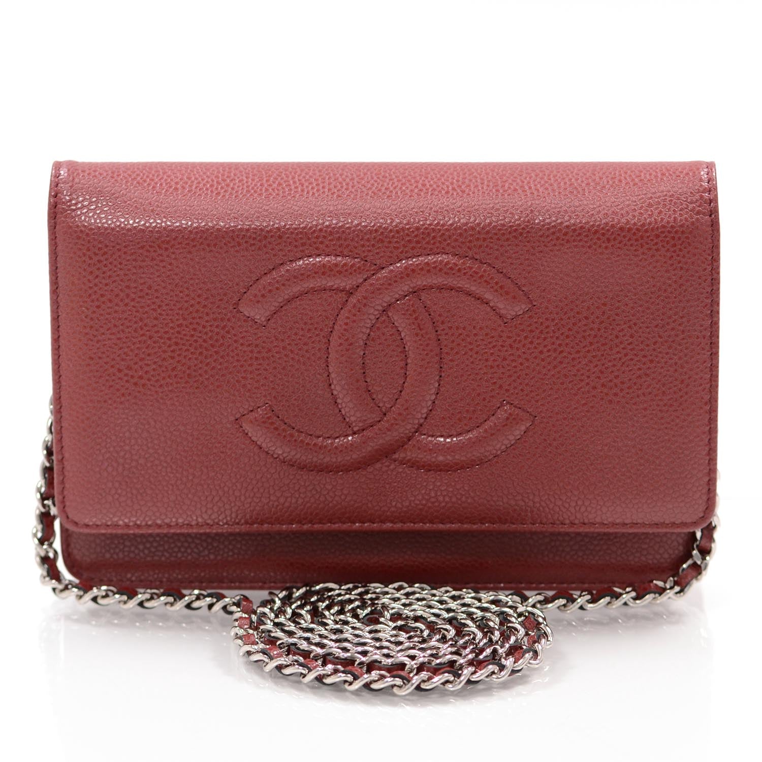 Chanel Caviar Wallet on Chain WOC Dark Red 1 of 6