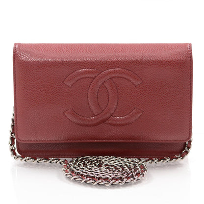 Chanel Caviar Wallet on Chain WOC Dark Red 1 of 6