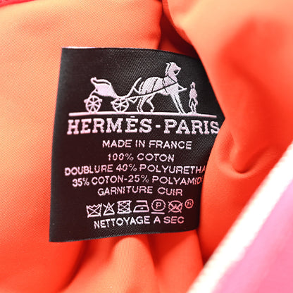 Hermes Cotton Canvas Mini Bolide Travel Cosmetic Pouch Hibiscus 6 of 8