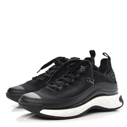 Chanel Velvet Calfskin Mixed Fibers CC Sneakers 41 Black 3 of 9