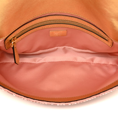 Fendi Vitello Catalan Mirror Bead Embroidered Baguette Rosa Pesca Gold 5 of 17