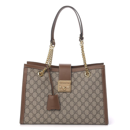 Gucci GG Supreme Monogram Medium Padlock Tote Beige Cuir 1 of 10