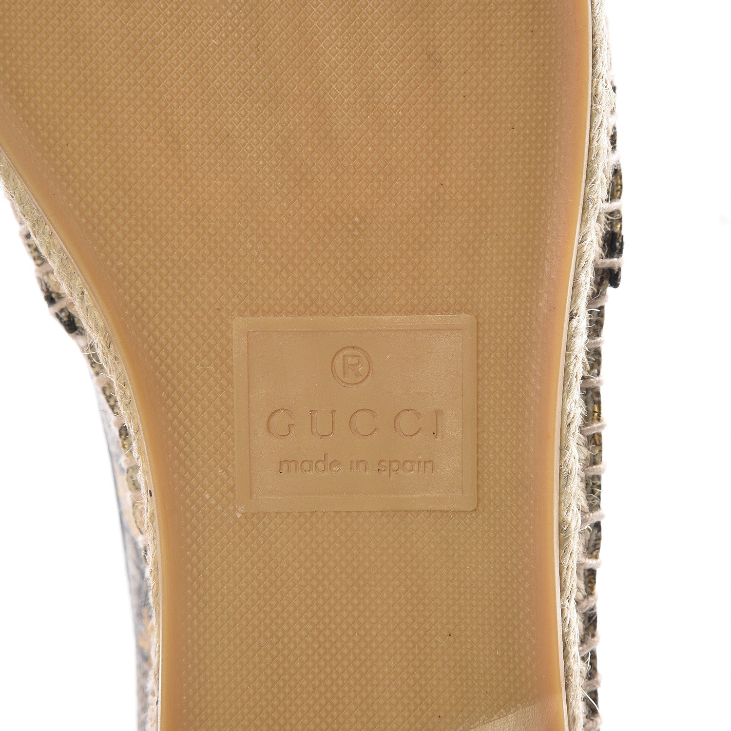 Gucci GG Supreme Monogram Bees Espadrille Flats 37 Beige Ebony Oro Black 10 of 11