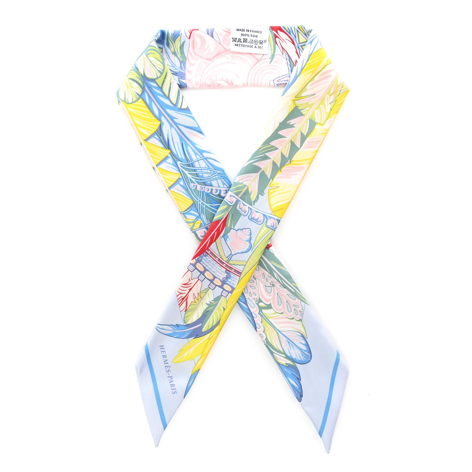 Hermes Silk La Danse Pacifique Twilly Bleu Ciel Vert Rose 1 of 4