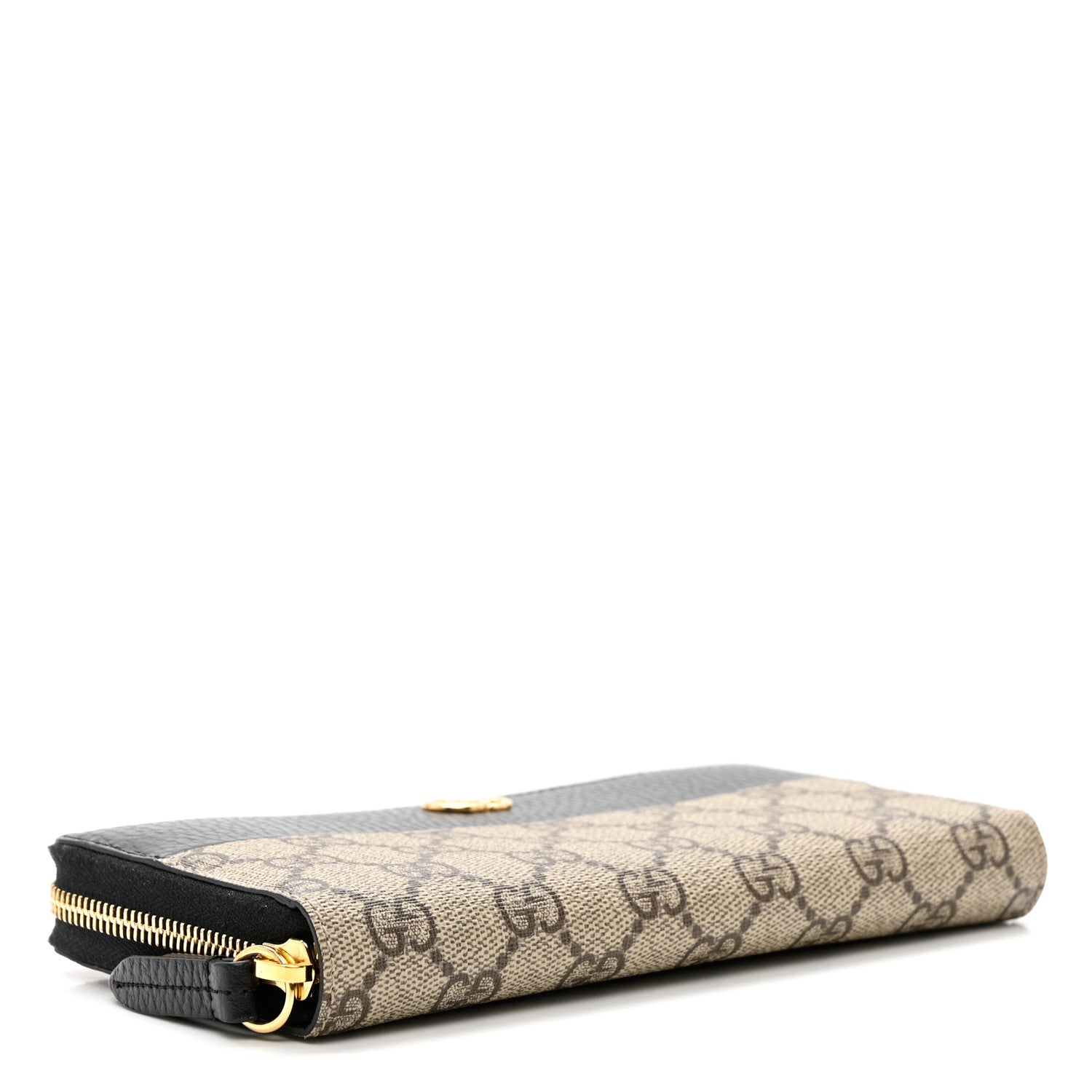 Gucci Dollar Calfskin GG Supreme Monogram GG Marmont Zip Around Wallet Black Beige Ebony 4 of 7