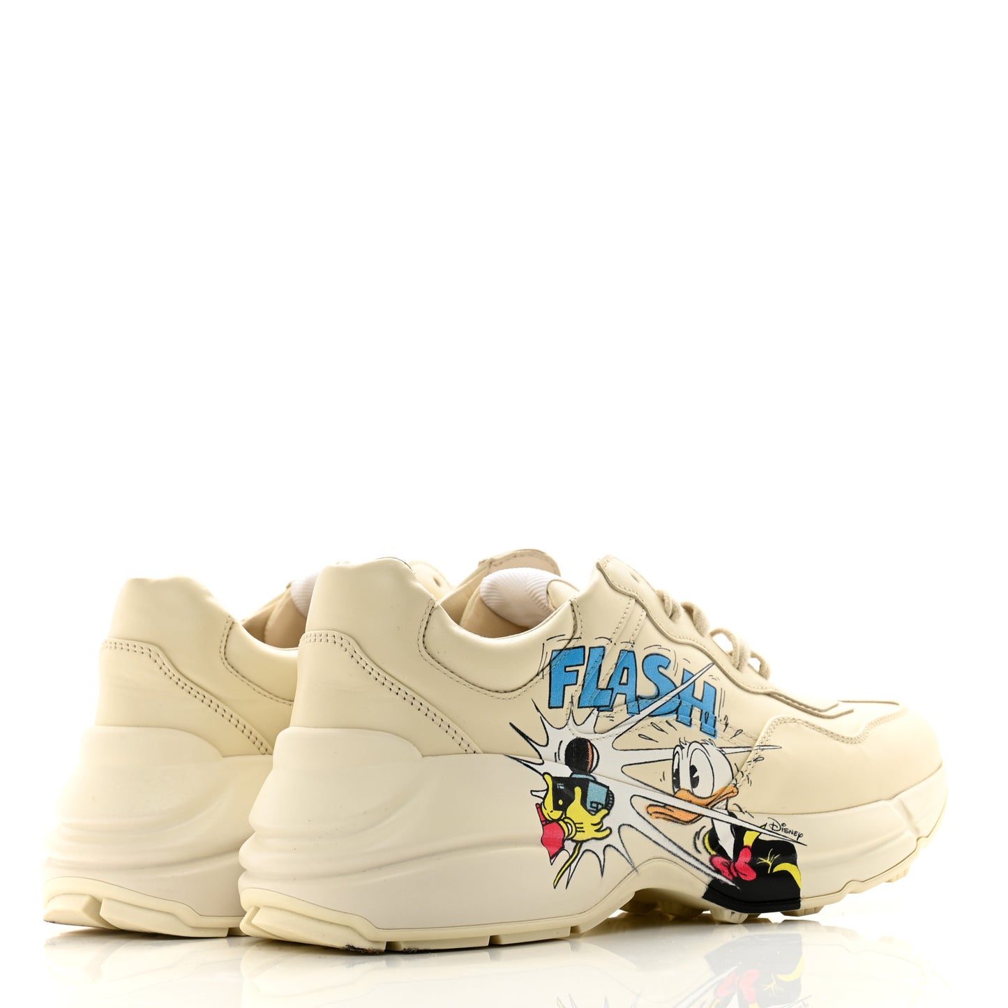 X DISNEY Calfskin Donald Duck Rhyton Sneakers 37.5 Ivory