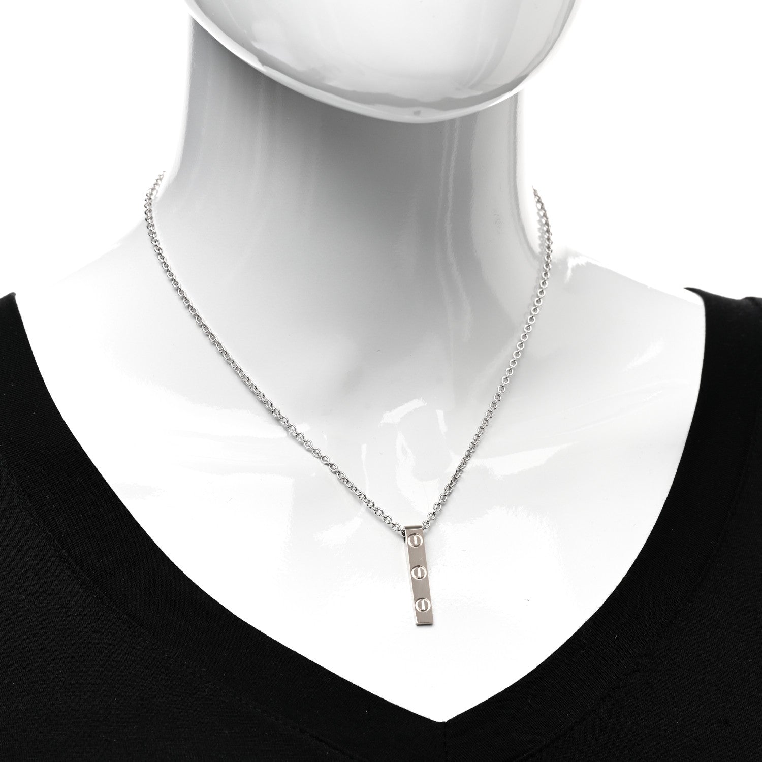Cartier 18K White Gold LOVE Bar Pendant Necklace 2 of 4