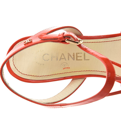 Chanel Patent Camellia Thong Sandals 40.5 Orange 7 of 10