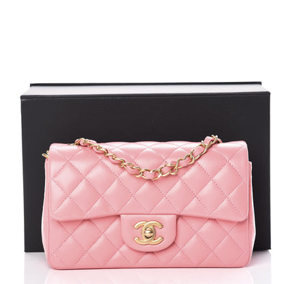 Chanel Lambskin Quilted Mini Rectangular Flap Pink 10 of 10