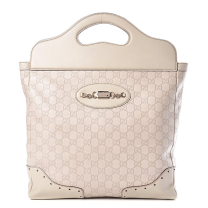 Gucci Guccissima Large Punch Top Handle Tote Off White 1 of 10