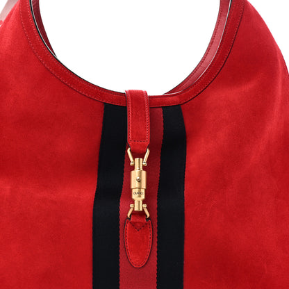 Gucci Soft Suede Web Large Jackie Hobo Red 9 of 11