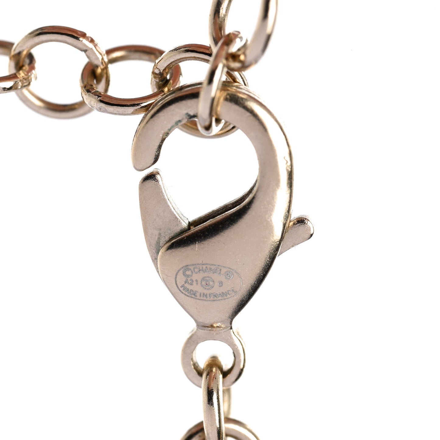 Pearl Crystal CC Heart Short Necklace Pearly White Gold