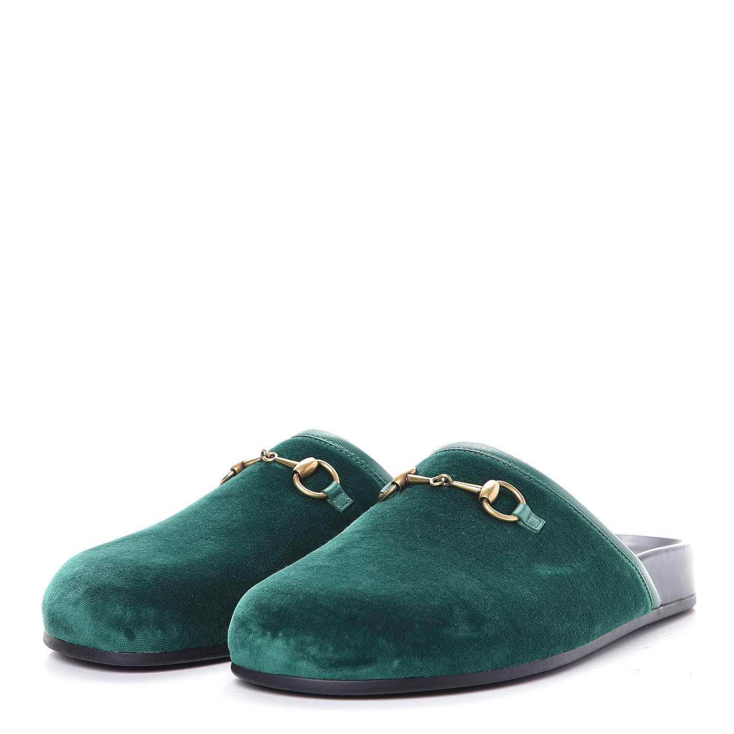 Gucci Softy Velvet Malaga Kid Womens Horsebit River Slippers 37 Emerald 3 of 7