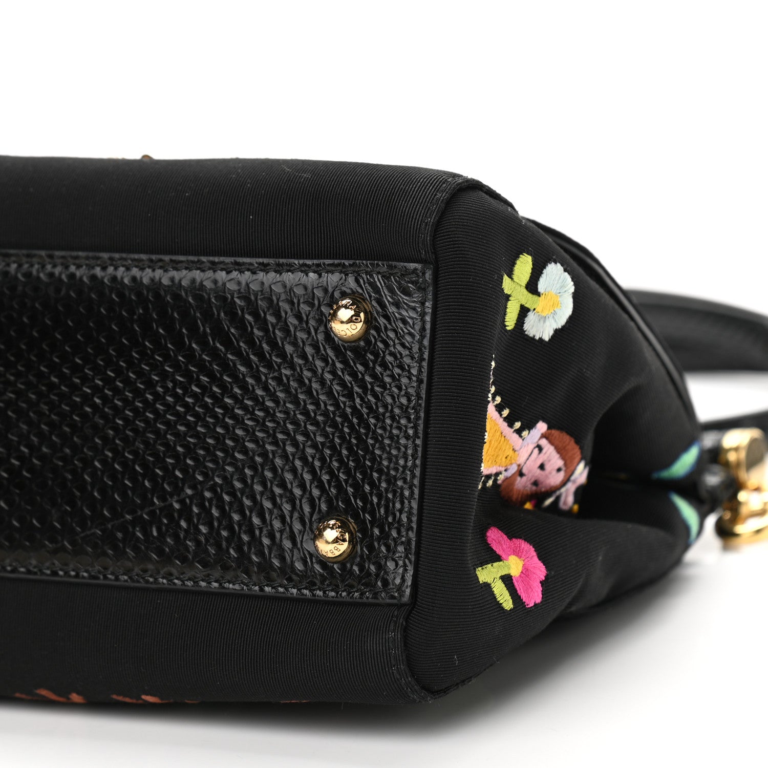 Dolce & Gabbana Neoprene Watersnake Embellished Medium Miss Sicily Satchel Black Multicolor 9 of 11