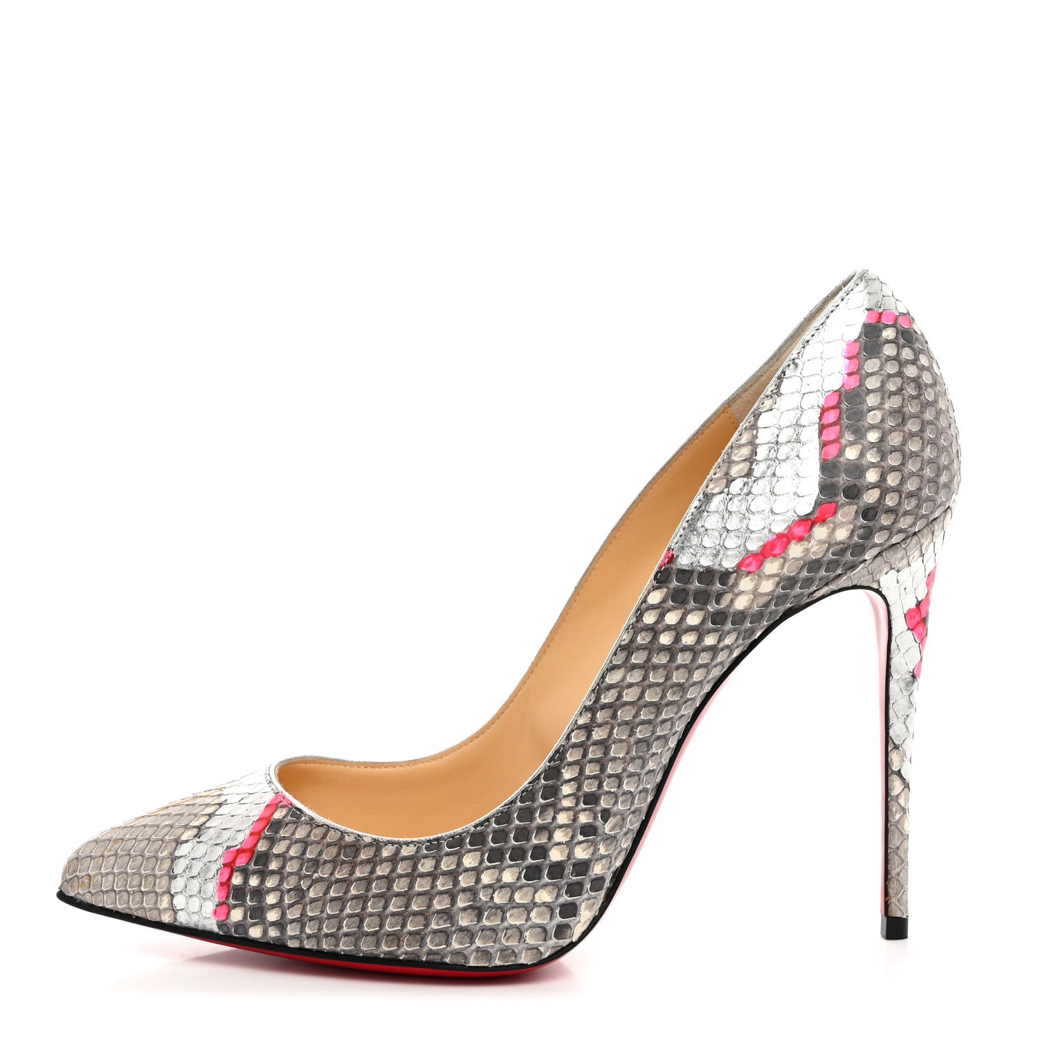 Christian Louboutin Snakeskin Nappa Space Pigalle Follies 100 Pumps 37.5 Roccia Magnifique 1 of 8