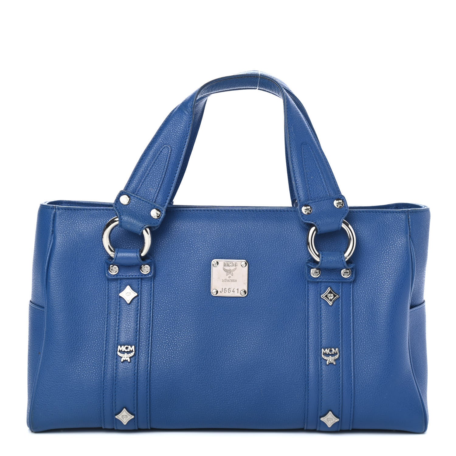 MCM Grained Calfskin Tote Blue 1 of 4