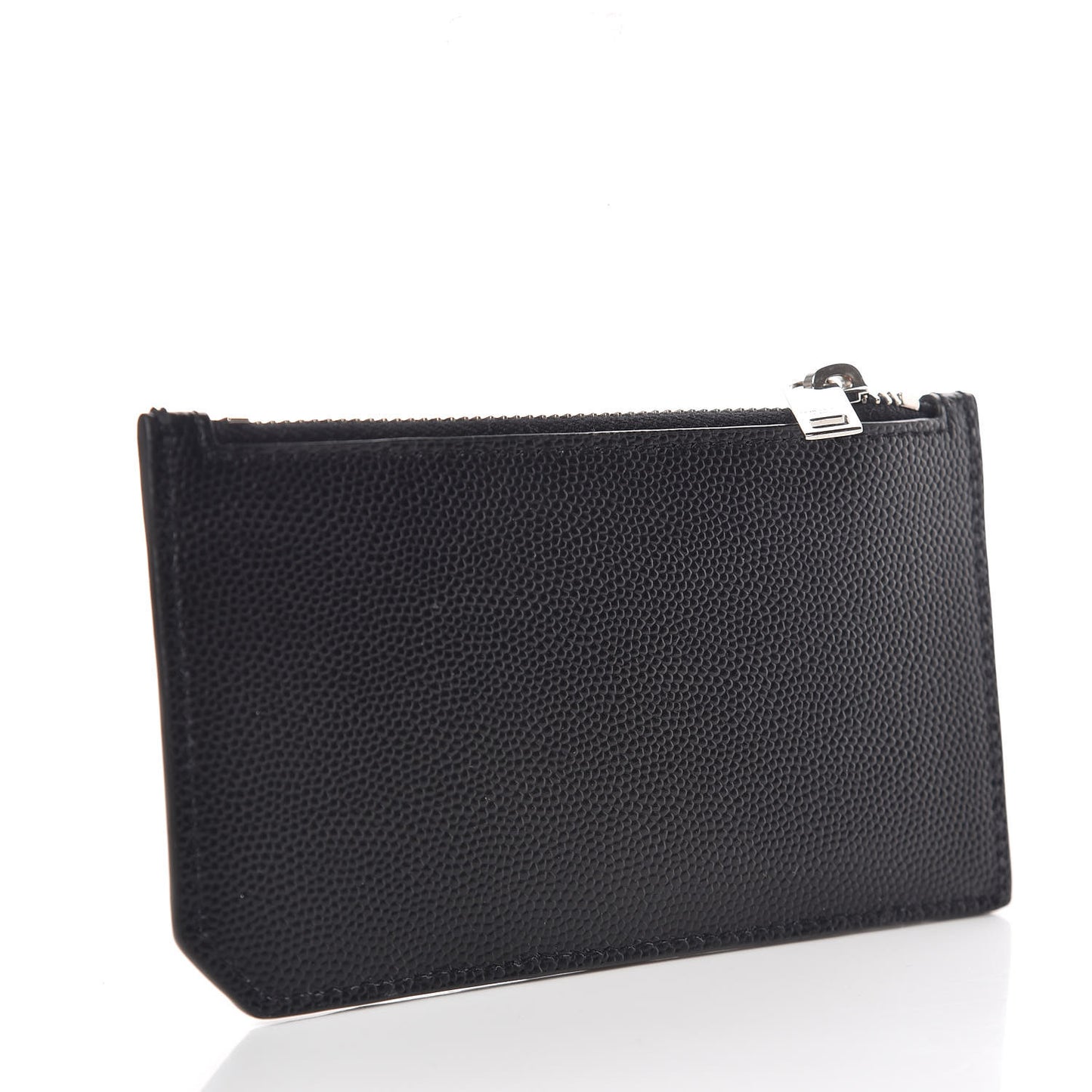 Grained Calfskin 5 Fragments Zip Pouch Card Holder Black