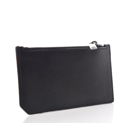 Saint Laurent Grained Calfskin 5 Fragments Zip Pouch Card Holder Black 3 of 7