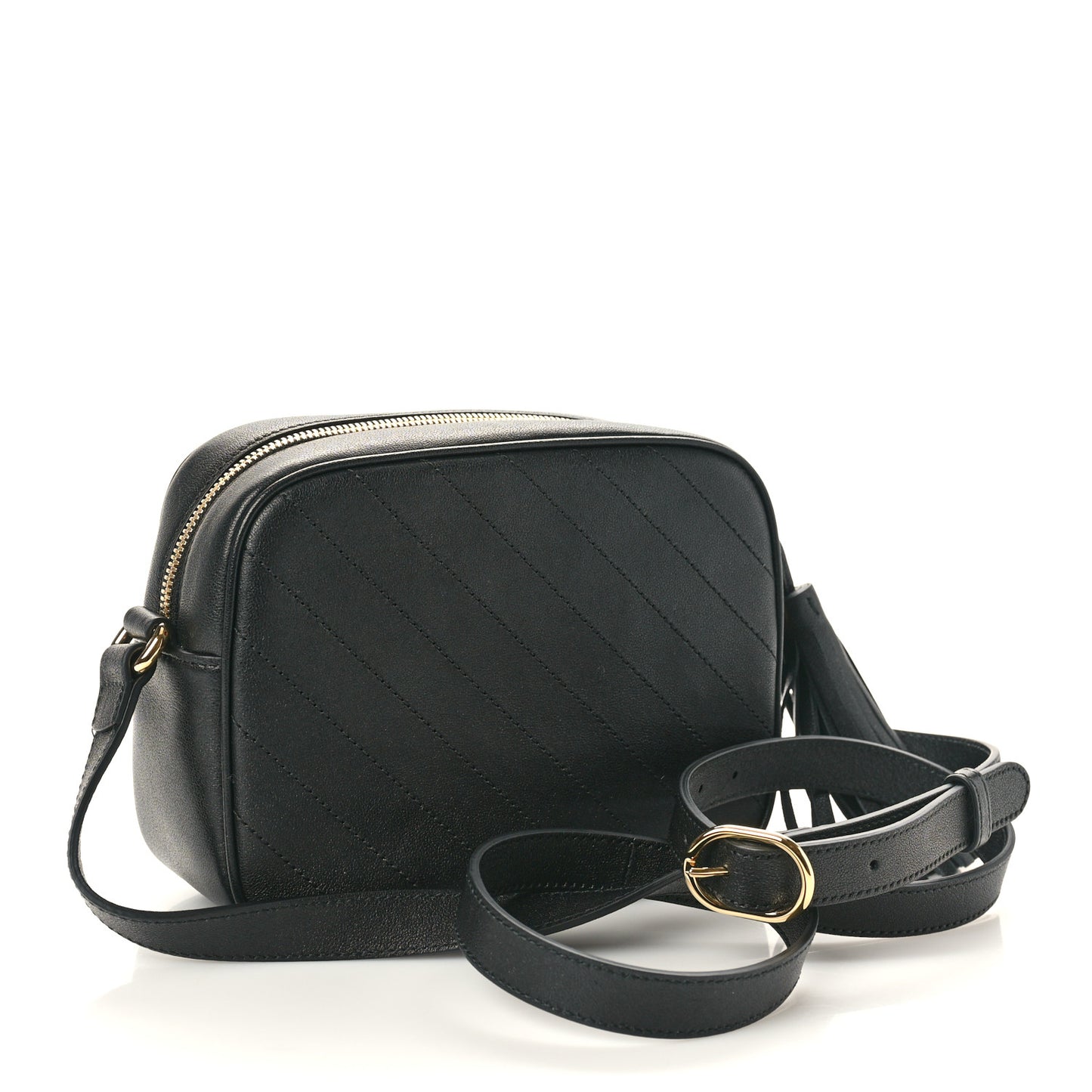 Sakai Be Green Calfskin Diagonal Stitched Small Blondie Shoulder Bag Black