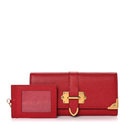 Prada Saffiano Cahier Continental Flap Travel Wallet Fuoco 1 of 12