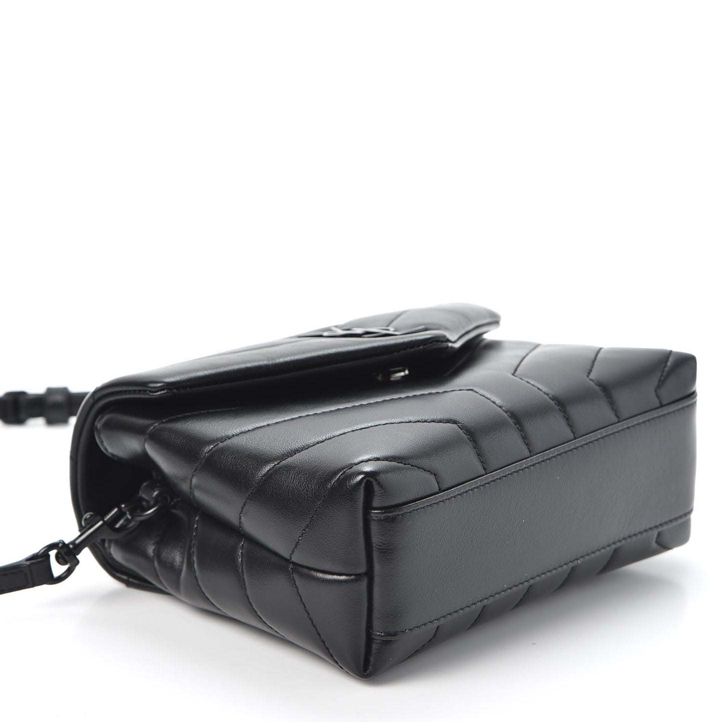 Calfskin Y Quilted Monogram Toy Loulou Crossbody Bag Black