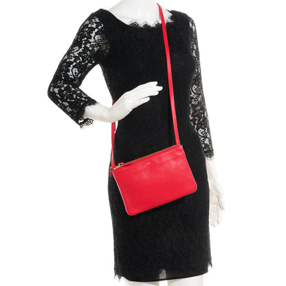 Celine Lambskin Small Trio Crossbody Bag Vermillion 2 of 8
