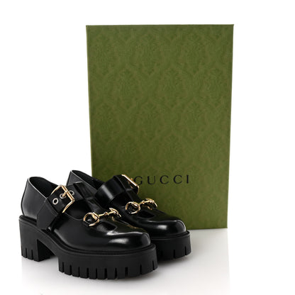 Gucci Cordovan Lux Womens Horsebit Platform Mary Jane Loafers 36.5 Black 10 of 10