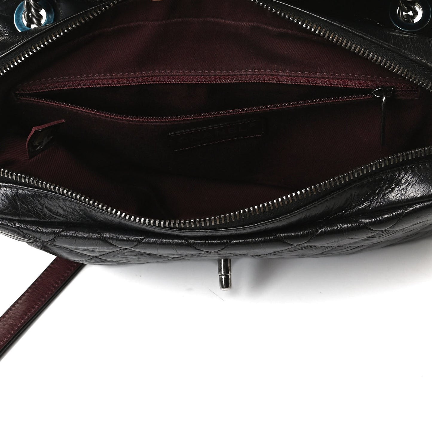 Glazed Calfskin Medium Duo Color Flap Black