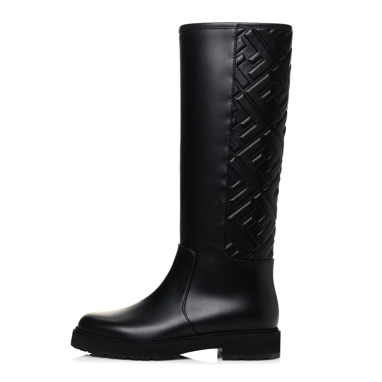 Fendi Vitello Nappa FF Embossed Tall Boots 35.5 Black 1 of 7