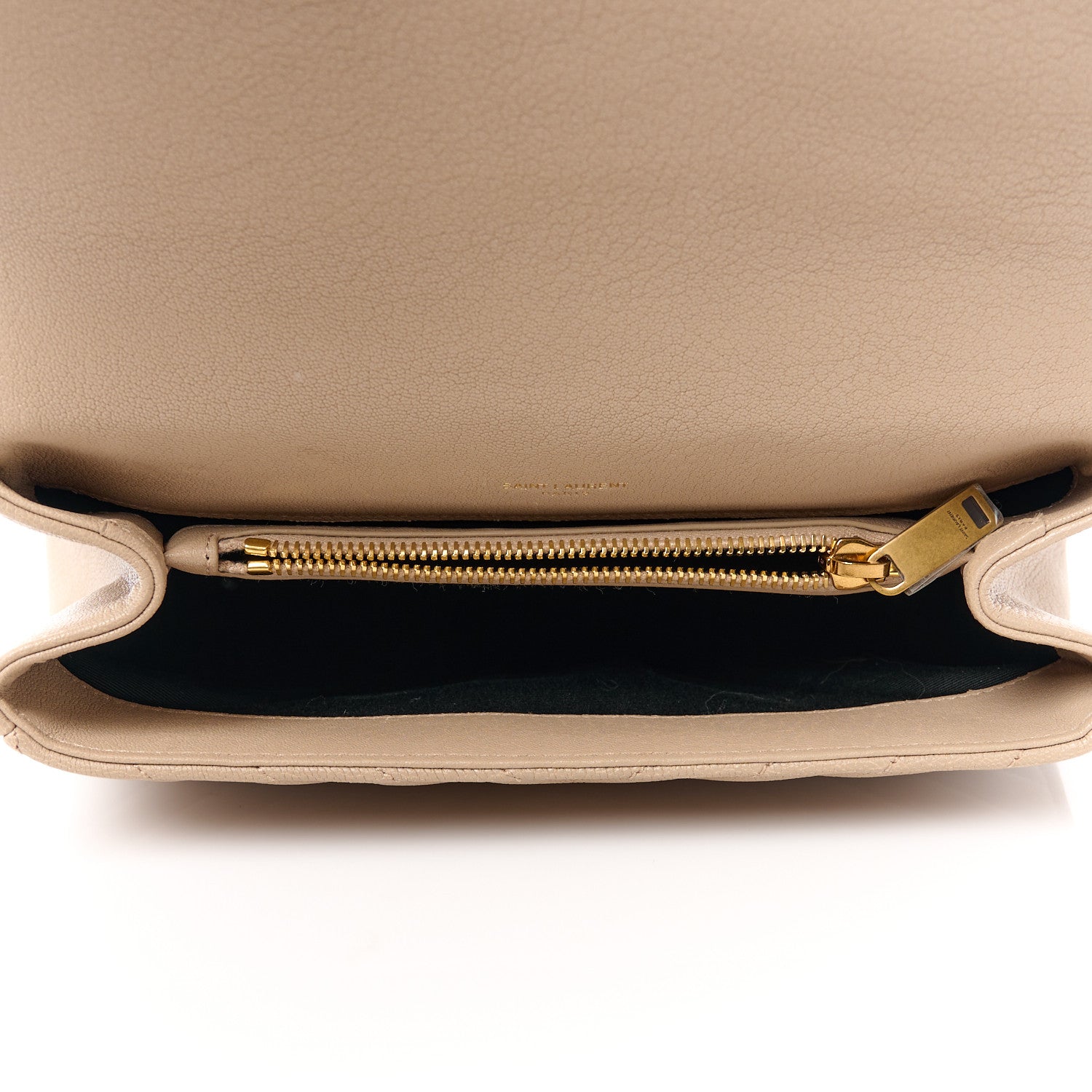 Saint Laurent Sheepskin Matelasse Chevron Monogram Medium College Bag Dark Beige 5 of 17