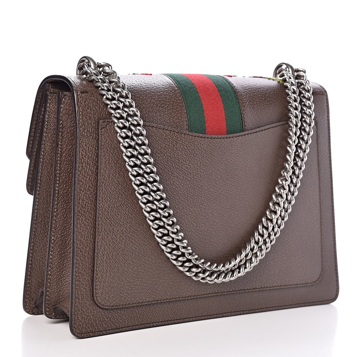 Gucci Calfskin Web Floral Embroidered Medium Dionysus Shoulder Bag New Acero 3 of 9