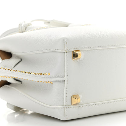 MCM Grained Calfskin Studded Mini Milla Tote White 7 of 12