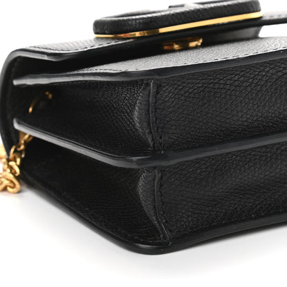 Valentino Garavani Grainy Calfskin Vlogo Compact Wallet with Chain Black 7 of 8