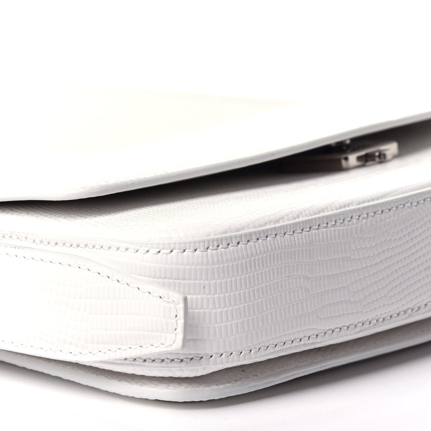 Patent Calfskin Lizard Embossed Ghost Sling Bag Optic White