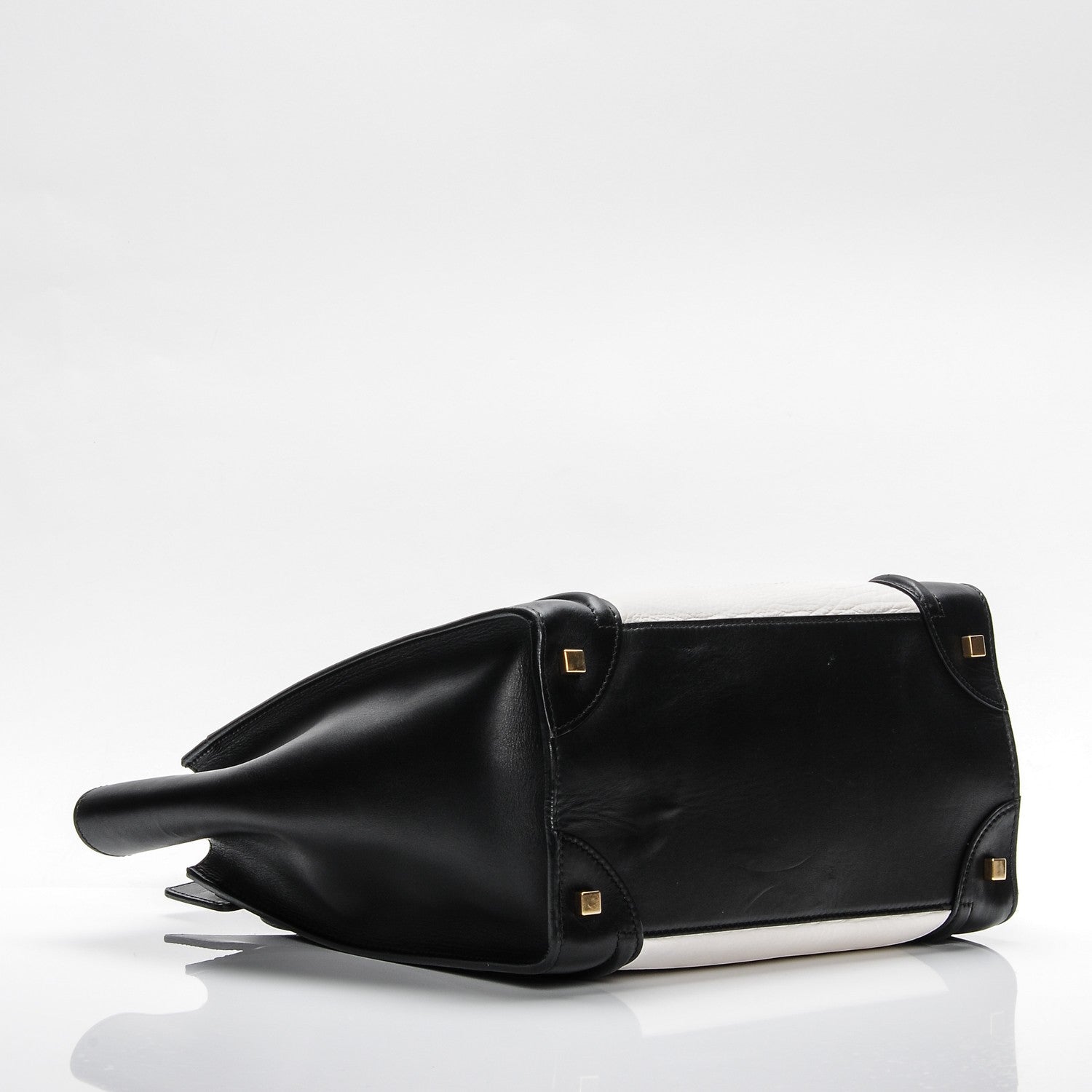 Celine Smooth Calfskin Shrunken Lambskin Mini Bi-Color Luggage Black White 5 of 9