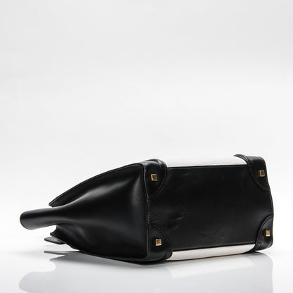 Celine Smooth Calfskin Shrunken Lambskin Mini Bi-Color Luggage Black White 5 of 9