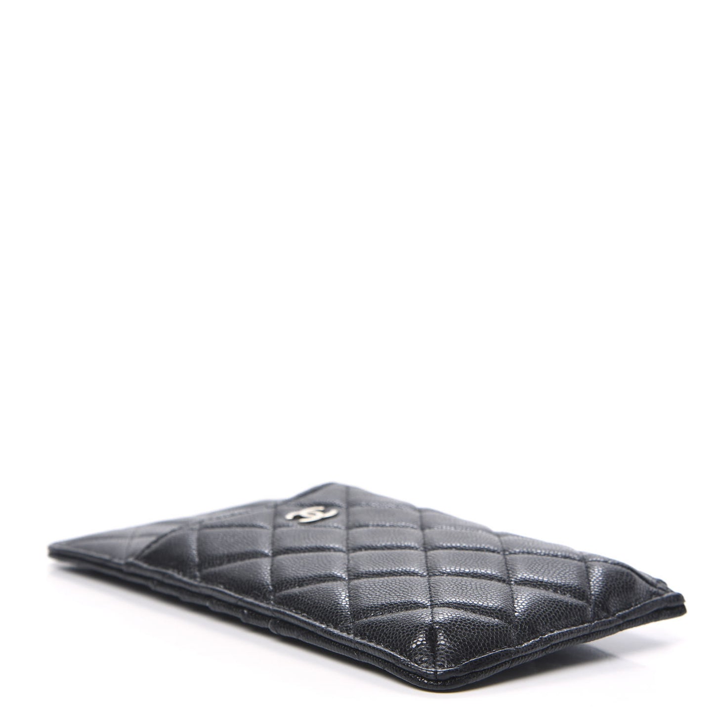 Caviar Quilted Classic Flat Wallet Pouch Black