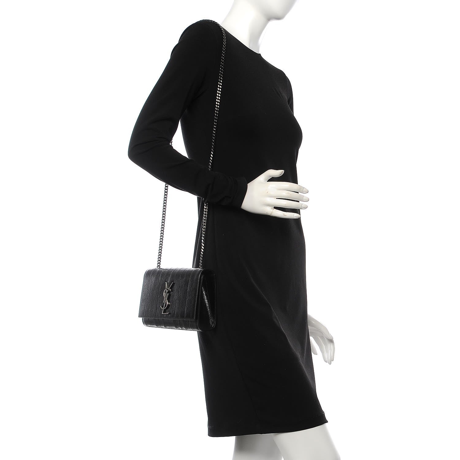 Saint Laurent Glossy Eelskin Small Monogram Kate Satchel Black 2 of 7