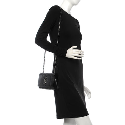 Saint Laurent Glossy Eelskin Small Monogram Kate Satchel Black 2 of 7