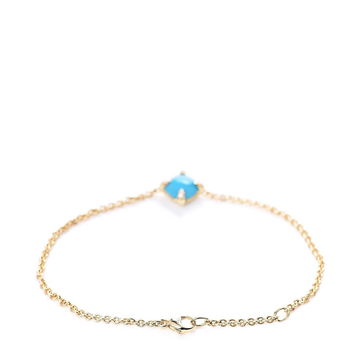 18K Yellow Gold Diamond Turquoise 8mm Chatelaine Bracelet