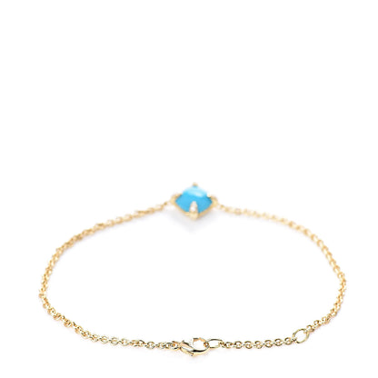 David Yurman 18K Yellow Gold Diamond Turquoise 8mm Chatelaine Bracelet 3 of 5