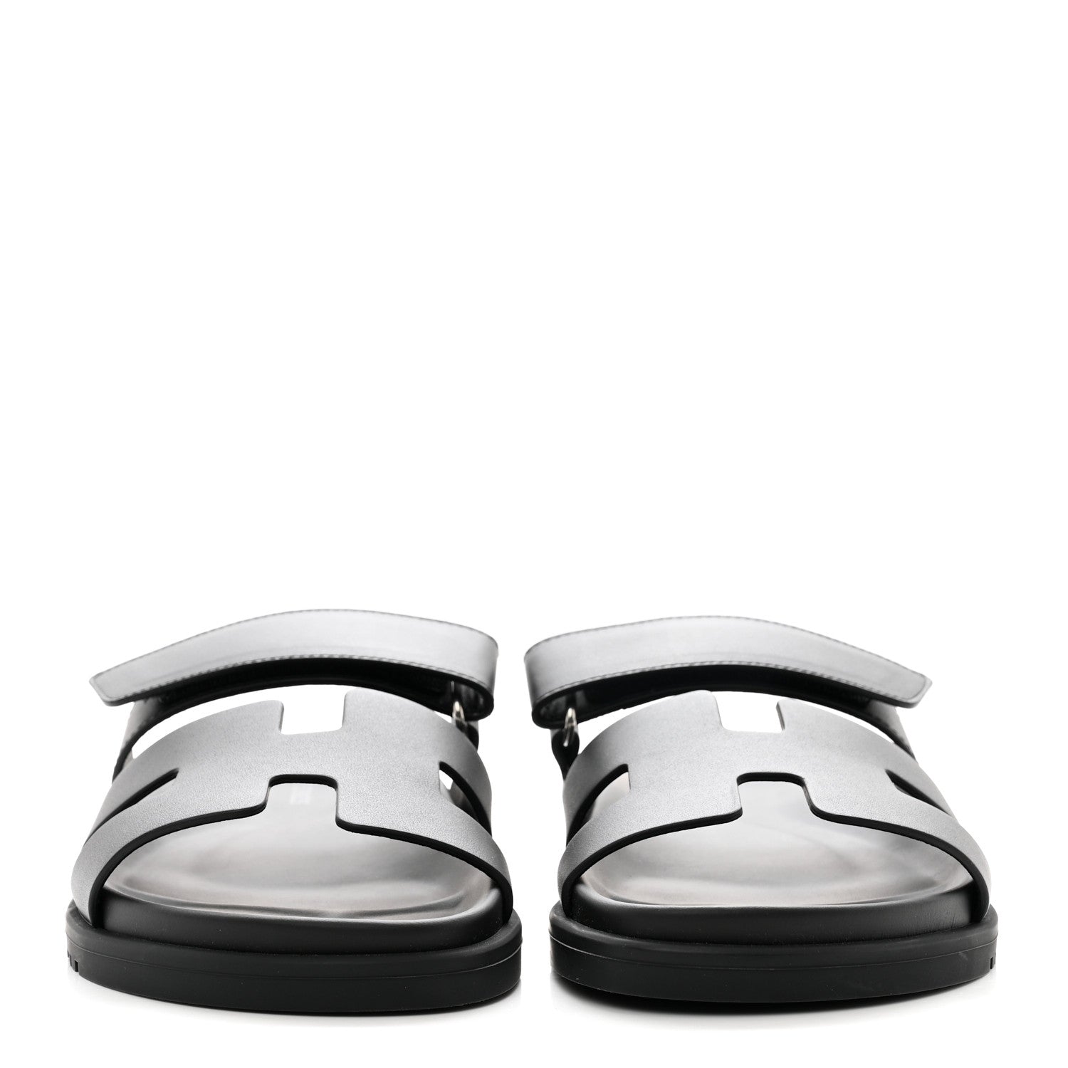 Hermes Calfskin Womens Chypre Sandals 37.5 Black 2 of 9