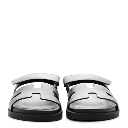 Hermes Calfskin Womens Chypre Sandals 37.5 Black 2 of 9