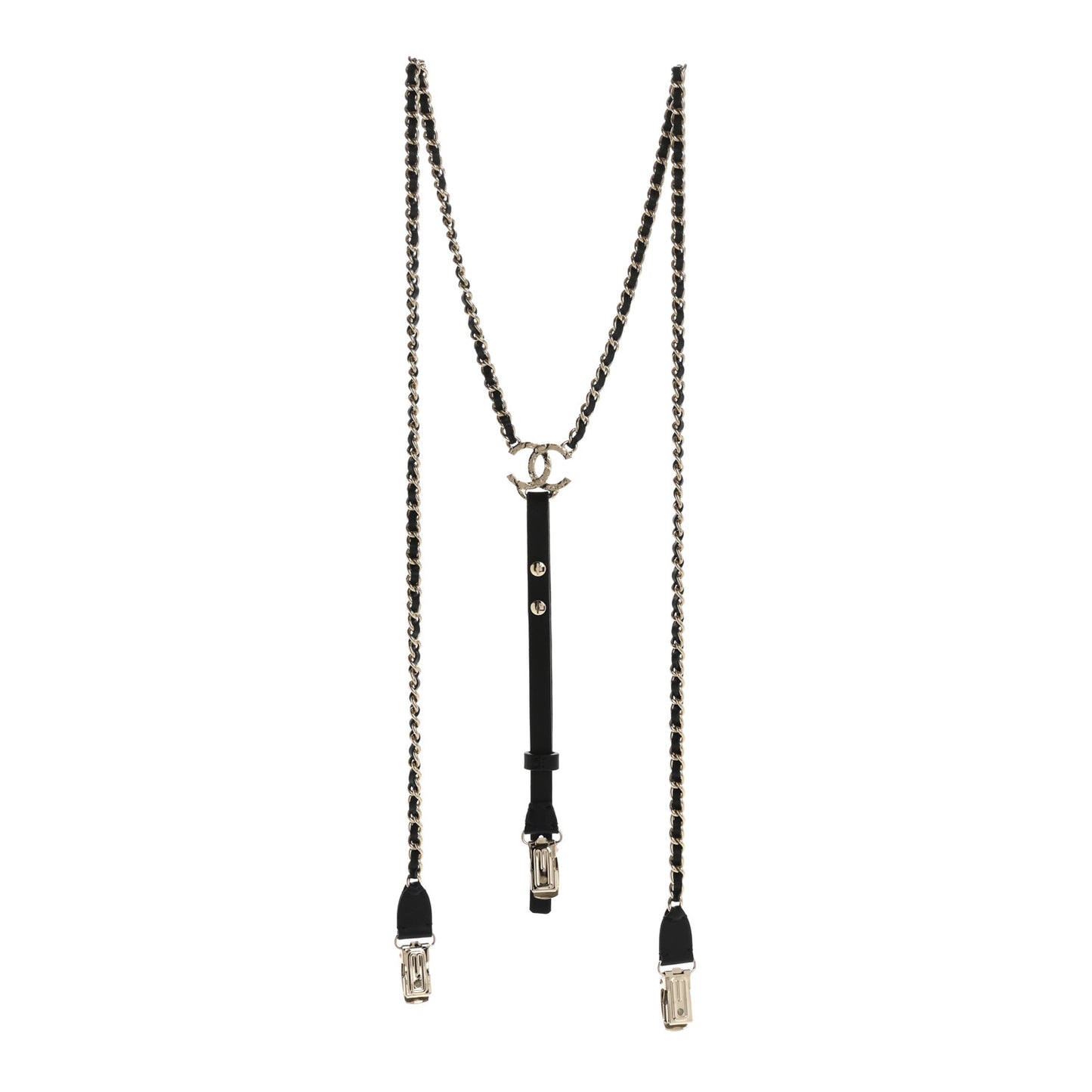 Calfskin CC Chain Suspenders M Black