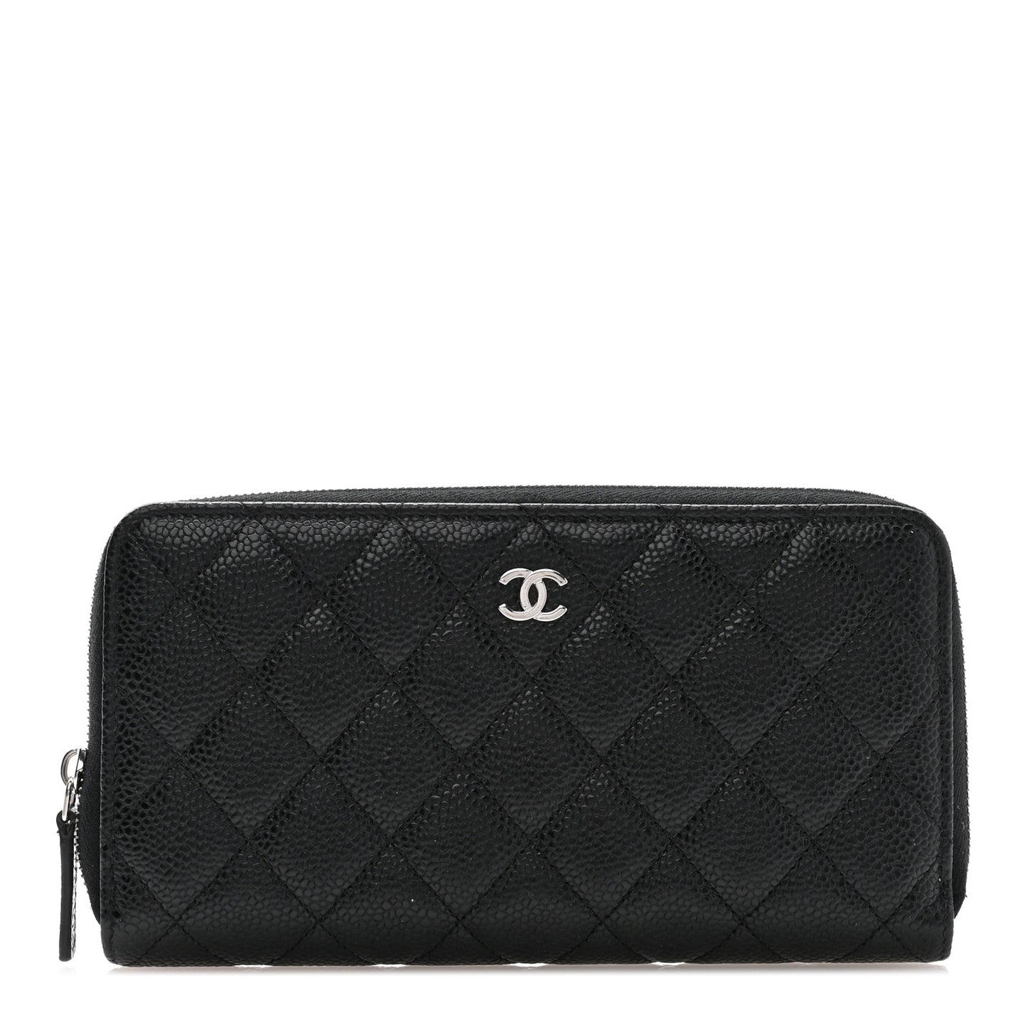 Caviar Quilted Large Gusset Zip Around Wallet Black